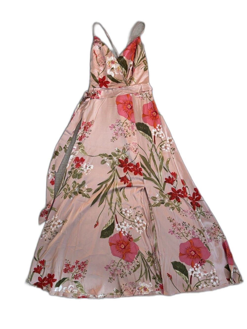 NWT JJ’s House Ketsia Pink Floral Satin Dress S Garden Cottagecore Prom Wedding